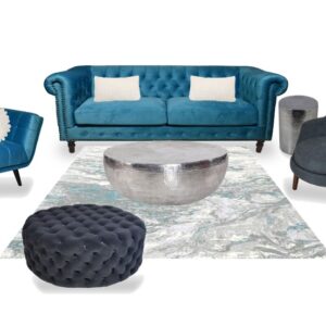 Aqua Chesterfield Lounge Pocket