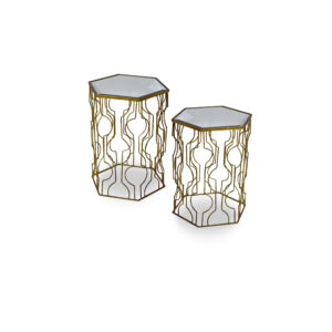 Gold Diamond Side Table Set