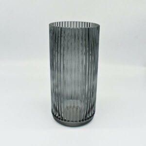 Ribbed Glass Vase - Smoked