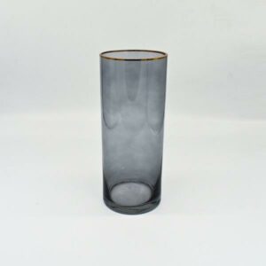 Straight Glass Vase With Gold Rim