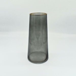 Smoked Tapered Glass Vase With Gold Rim